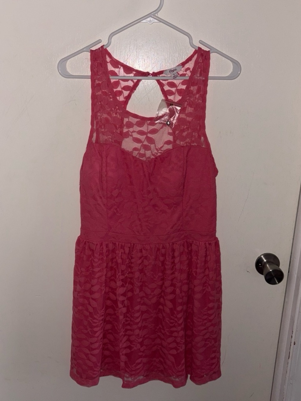 Candie's Coral Pink Lace Sleeveless Fit & Flare Dress